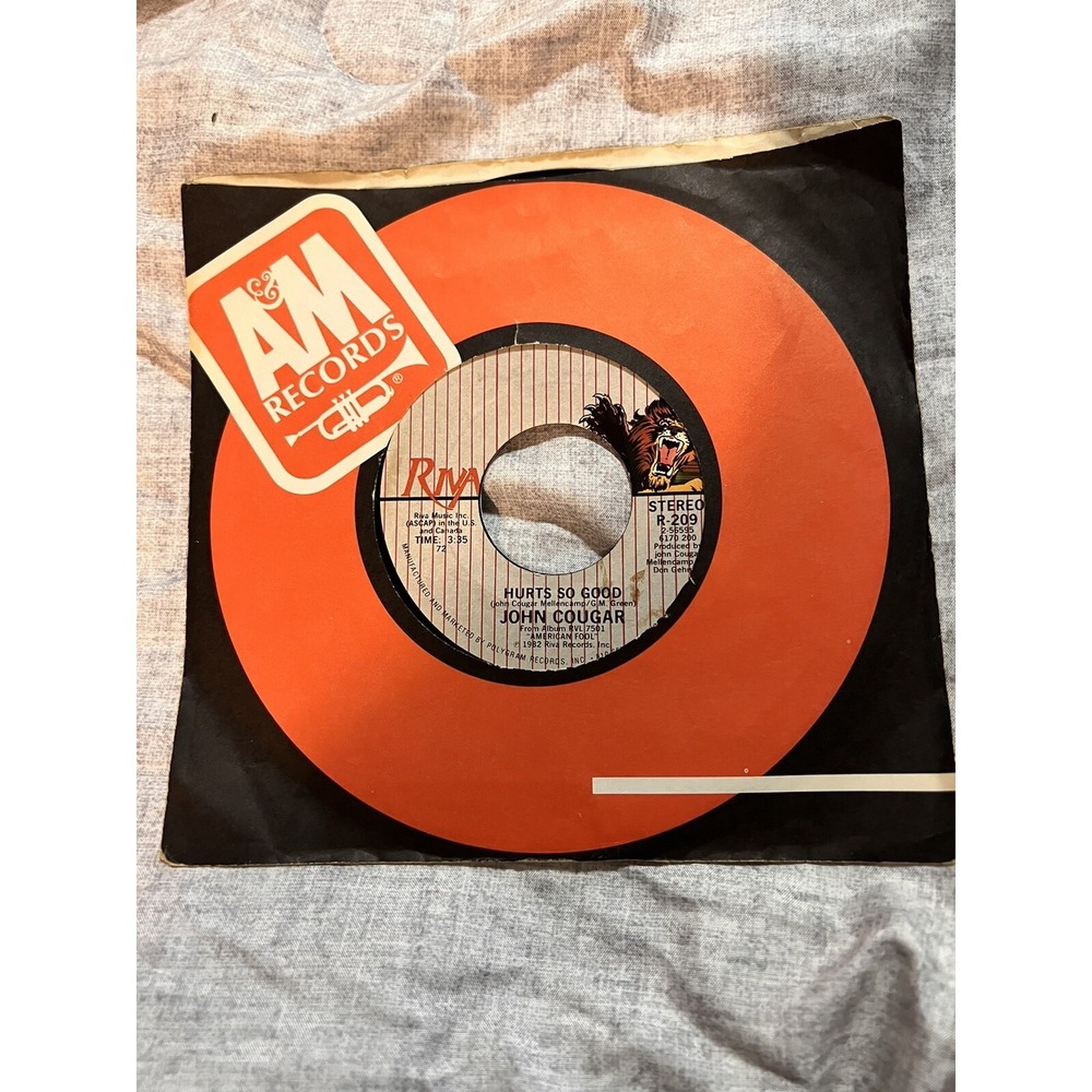 JOHN COUGAR HURTS SO GOOD / CLOSE ENOUGH 45 RPM  7" VINYL RECORD RIVA 1982